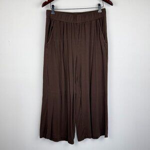 Signature Reitmans Women’s Gaucho Pants M Brown Pull On Wide Leg Crop Pockets